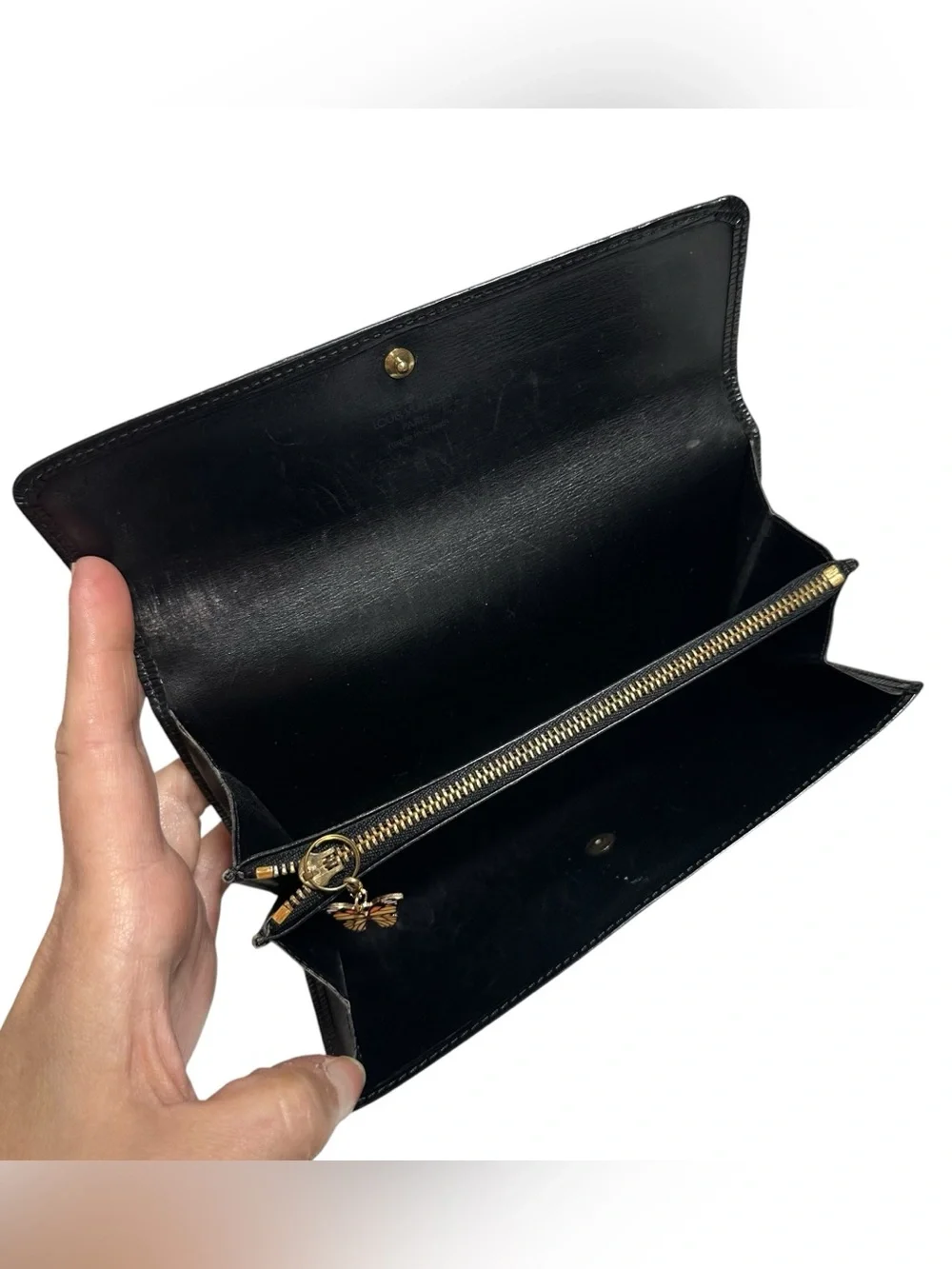 Louis Vuitton Black Epi Leather Sarah Wallet on Chain